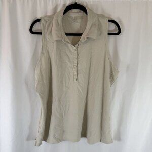 Calia by Carrie Underwood Polo Women's XL Cream Sleeveless Collared Striped
